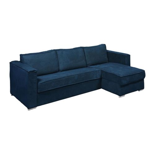 Canapé D'angle Velours 5 Places Bleu Nuit