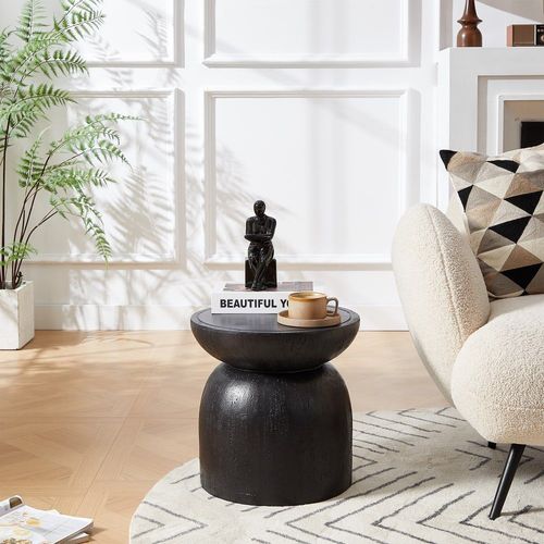 Table D'appoint Bout De Canapé Intérieur Extérieur En Magnesite Noir