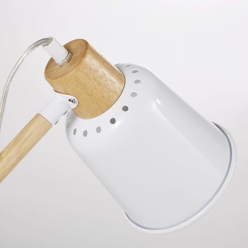 Lampe De Bureau En Métal Blanc Et Hévéa