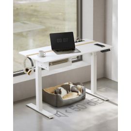 Bureau Assis-Debout Électrique Effet Bois Blanc