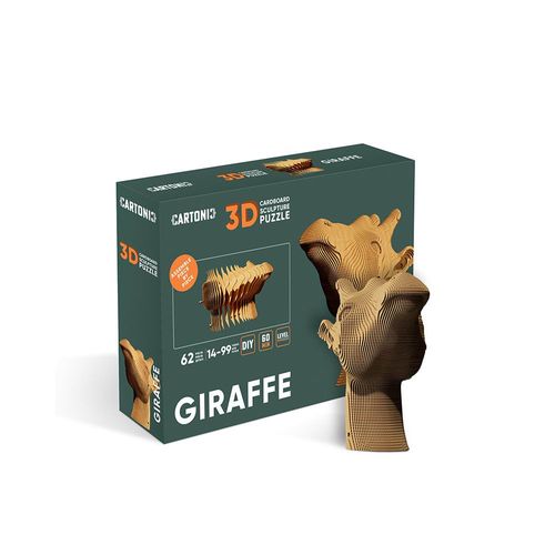 Puzzle 3d girafe en carton naturel