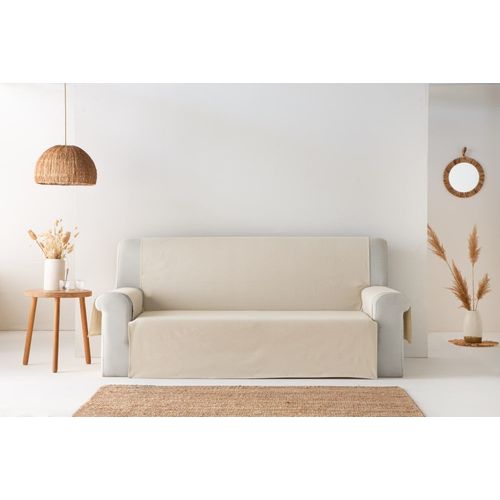 Housse De Canapé Pratique En Coton Écru 4 Places