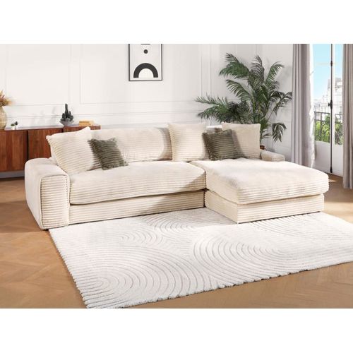 Canapé D'angle Velours 5 Places Beige