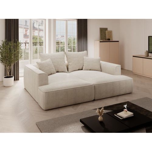 Canapé Fixe Velours 3 Places Beige