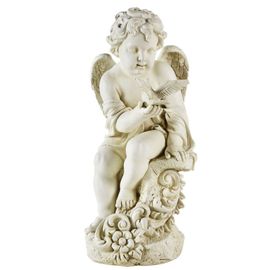 Statue Ange Écrue Effet Vieilli H52