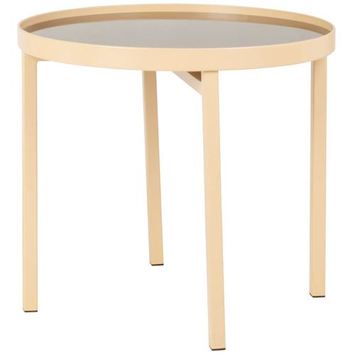 Bout De Canapé En Verre Et Métal Beige