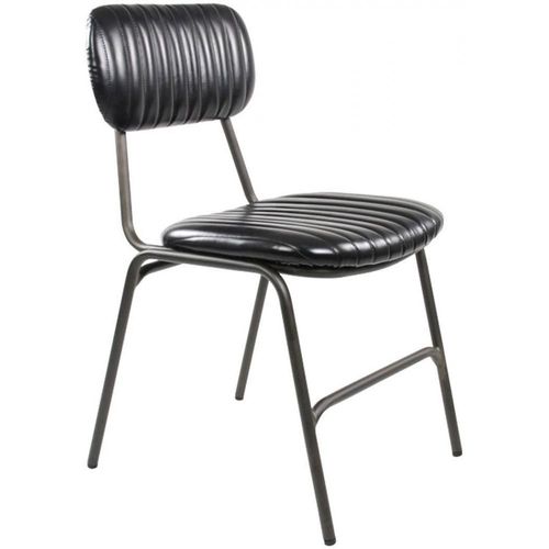 Chaise Imitation Cuir Noir Et Métal Brut Marius