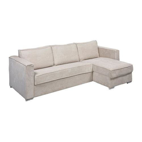 Canapé D'angle Velours 5 Places Beige