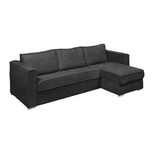 Canapé D'angle Velours 5 Places Gris Anthracite