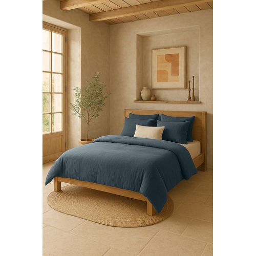 Taie D'oreiller Gaze De Coton Bleu Petrole 50x70 Cm