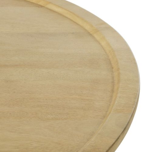 Table Basse Ronde En Bois De Manguier Massif Et Rotin Beige L70