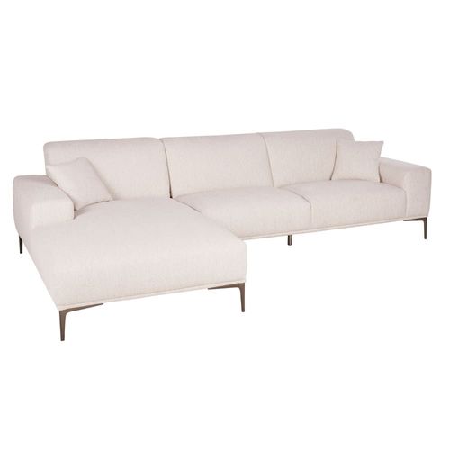 Canapé D'angle Gauche 4/5 Places En Textile Tramé Beige