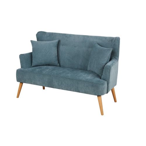 Canapé 2 Places En Tissu Recyclé Bleu Pétrole