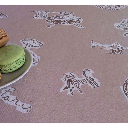 Nappe En Coton Enduit Taupe Rectangle 160 X 240 Cm