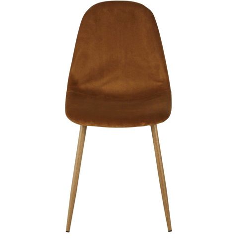 Chaise En Velours Recyclé Caramel Et Pieds En Acier Imitation Chêne