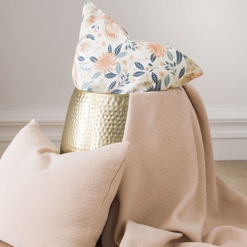 Housse De Coussin Texturée En Jacquard De Coton Rose 40x60