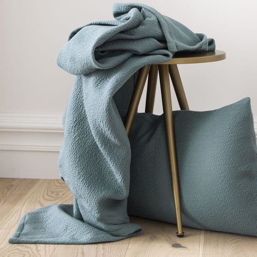 Housse De Coussin Texturée En Jacquard De Coton Bleu 40x60