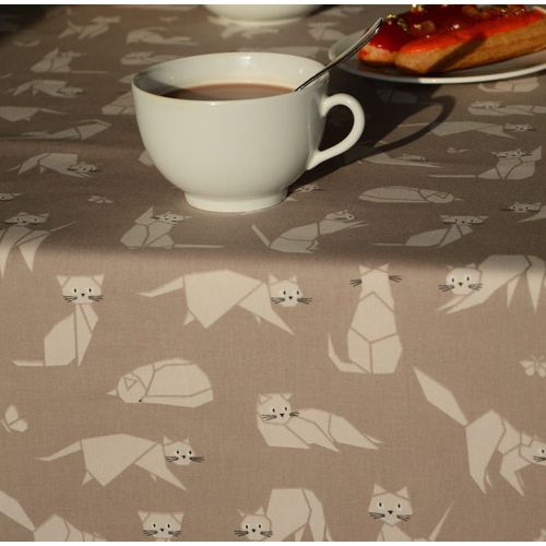 Nappe En Coton Enduit Taupe Rectangle 160 X 300 Cm
