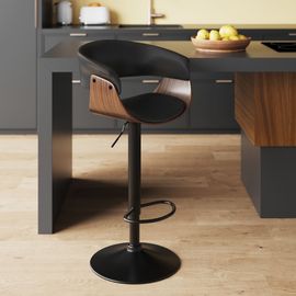 Chaise De Bar Réglable Et Pivotante 59/81 Cm En Cuir Synthétique Noir