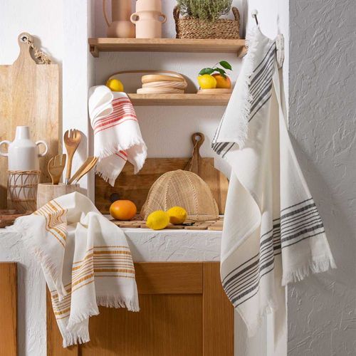 Torchon En Gaze De Coton Gris 50x75