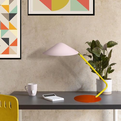 Lampe De Bureau Tosel ,Métal,Rose ,H 35xd20xp49cm