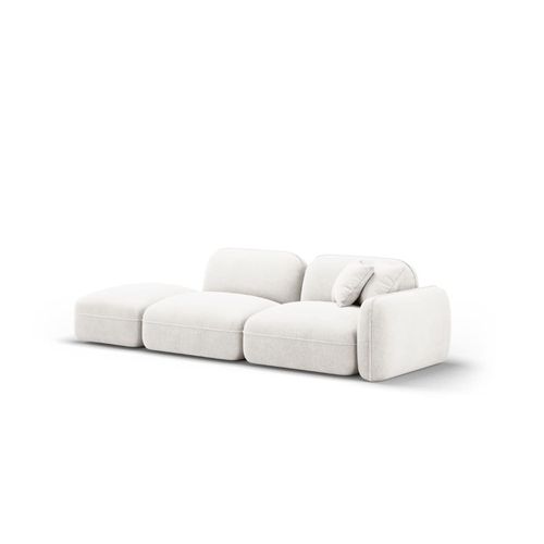 Canapé Modulable Gauche 3 Places En Velours Ivoire