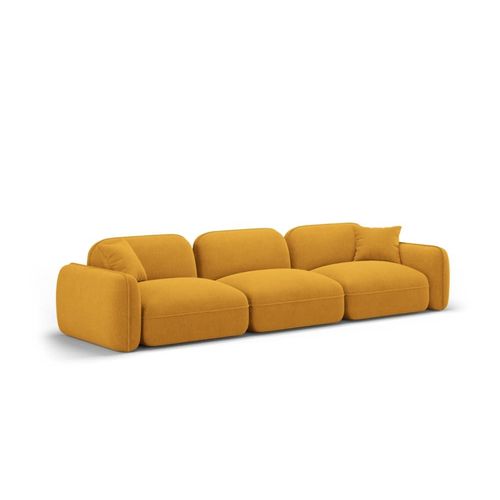 Canapé Modulable 4 Places En Velours Moutarde