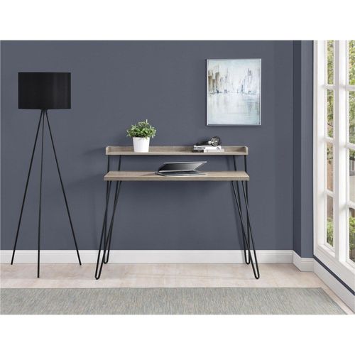 Bureau Avec 1 Étagère En Effet Chêne Gris