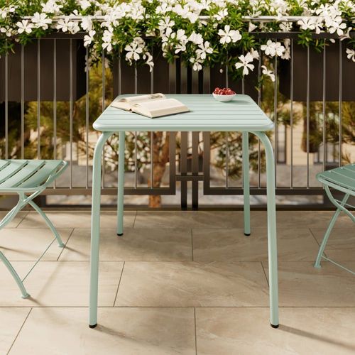 Table De Jardin Carrée En Métal Vert Clair