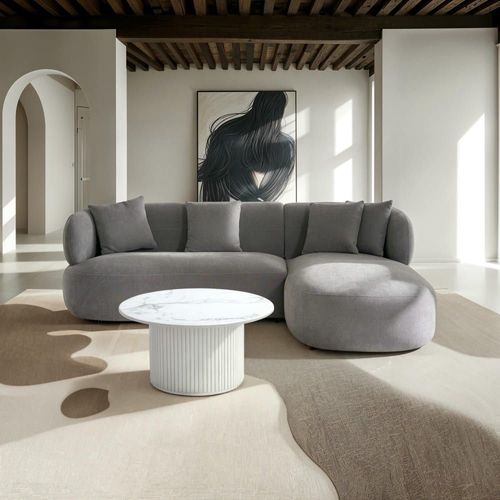 Table Basse Ronde Style Scandinave Blanc