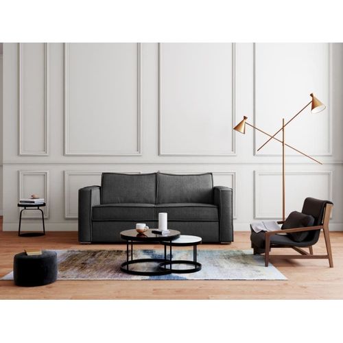 Canapé Convertible Velours 4 Places Gris Anthracite