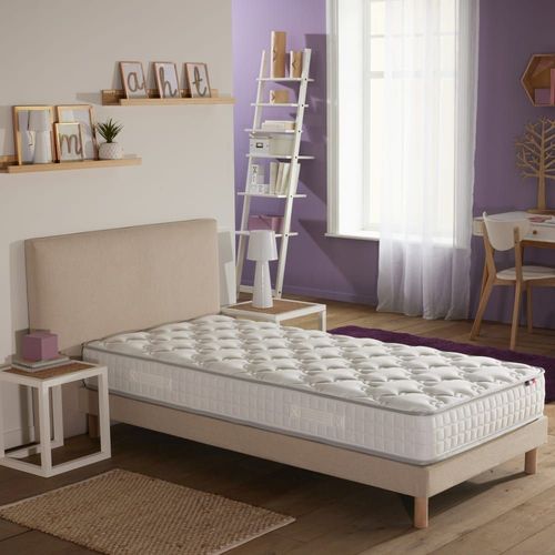 Ensemble matelas ressorts + sommier 90x190 beige
