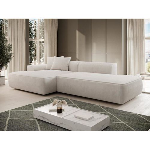 Canapé D'angle Velours 5 Places Beige