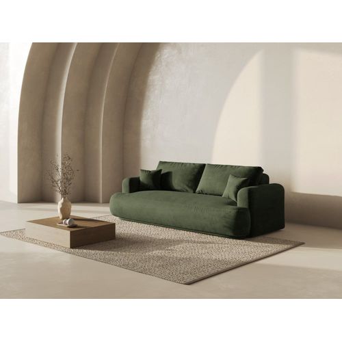 Canapé Convertible Avec Coffre De Rangement 3 Places En Velours Vert
