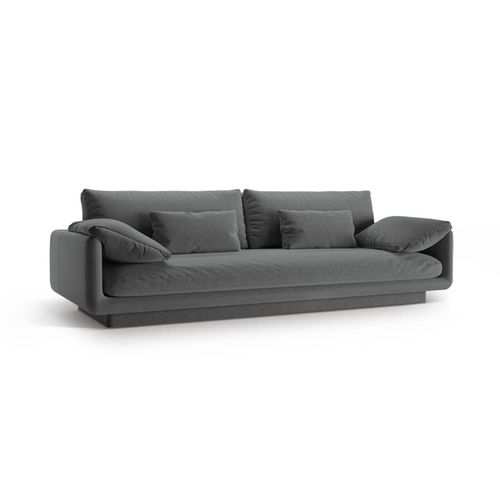 Canapé 4 Places En Tissu Structurel Gris Foncé