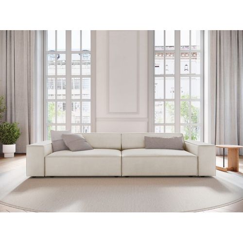 Canapé 4 Places En Velours Beige Foncé