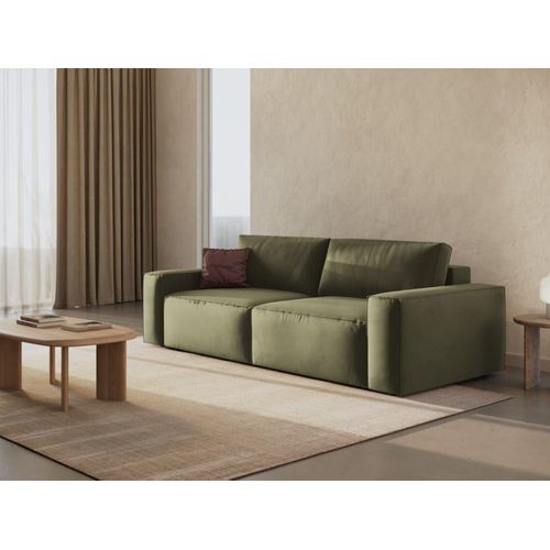 Canapé Convertible Avec Coffre De Rangement 3 Places En Velours Vert