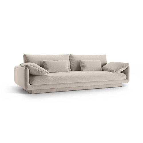 Canapé 4 Places En Tissu Structurel Beige Clair
