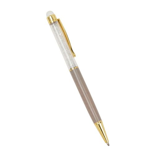 Stylo À Bille En Métal Doré Motifs À Rayures