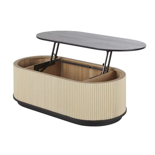Table Basse Plateau Relevable Bicolore L120