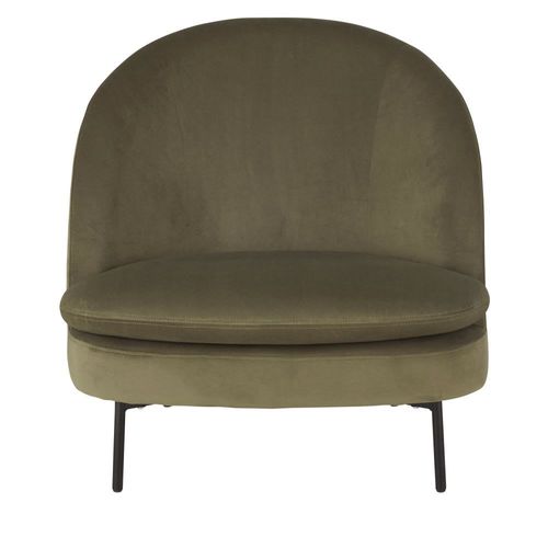 Fauteuil En Velours Vert Kaki