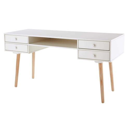 Bureau 4 Tiroirs Blanc