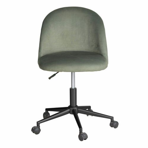 Chaise De Bureau Réglable À Roulettes En Velours Vert