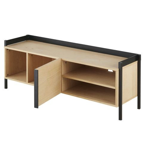 Meuble Tv 1 Porte Et Métal Noir