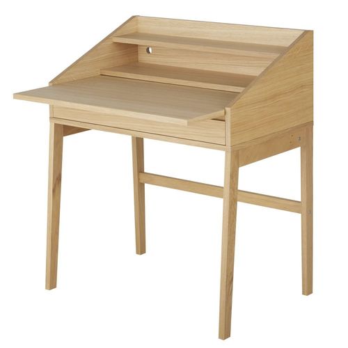 Bureau Pupitre Beige 1 Niche Et Plateau Coulissant