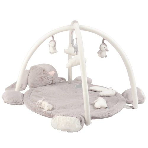 Tapis D'éveil Bébé Rond Lapin Gris D90