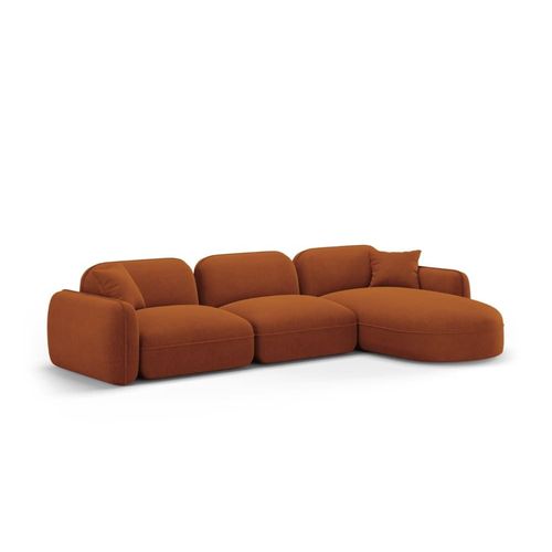 Canapé D'angle Droit Modulable 4 Places En Velours Terracotta