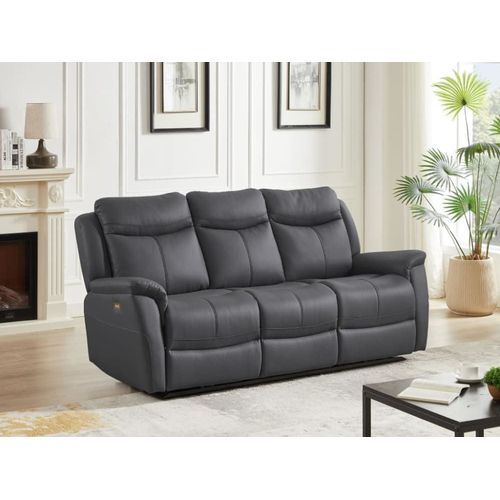 Canapé Ation Cuir 3 Places Gris Anthracite