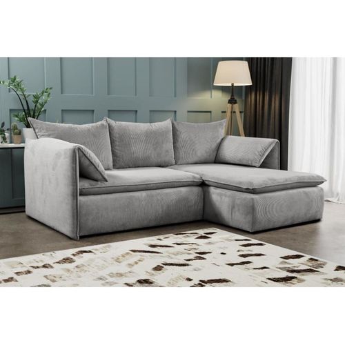 Canapé D'angle Velours 4 Places Gris