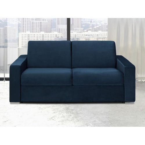 Canapé Convertible Velours 3 Places Bleu Nuit